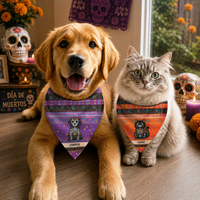 Personalized Day of the Dead Pet Bandana Collar - Mexican Fiesta Dog & Cat Collar