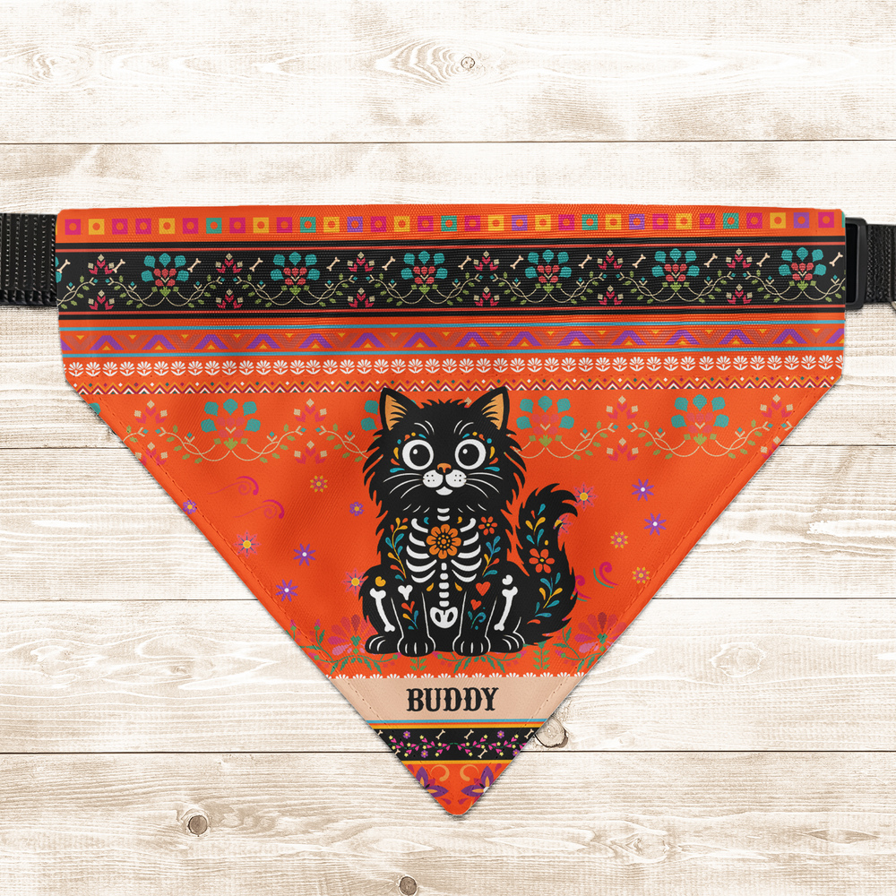 Personalized Day of the Dead Pet Bandana Collar - Mexican Fiesta Dog & Cat Collar