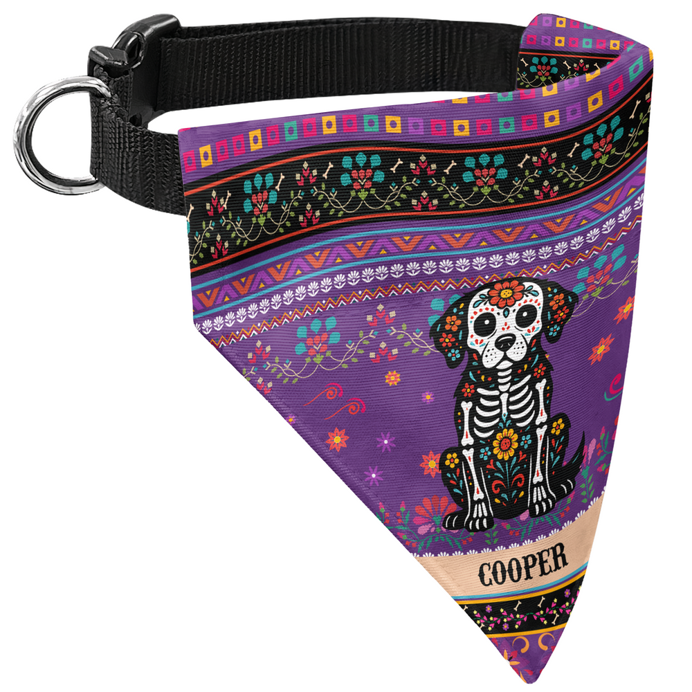 Personalized Day of the Dead Pet Bandana Collar - Mexican Fiesta Dog & Cat Collar