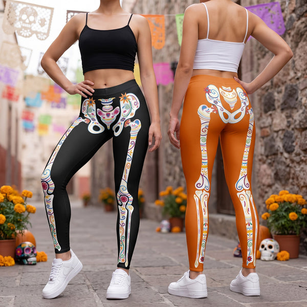 Day Of The Dead Sugar Skeleton Hispanic Floral - Personalized Leggings