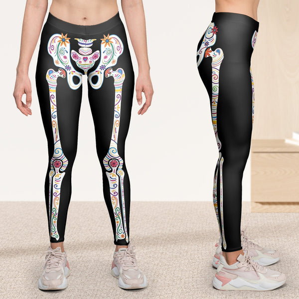 Day Of The Dead Sugar Skeleton Hispanic Floral - Personalized Leggings