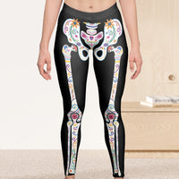 Day Of The Dead Sugar Skeleton Hispanic Floral - Personalized Leggings