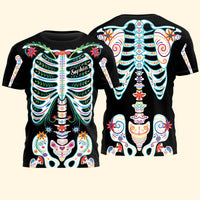 Personalized Day of the Dead Sugar Skull Shirt - Mexican Floral Halloween Gift