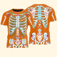 Personalized Day of the Dead Sugar Skull Shirt - Mexican Floral Halloween Gift