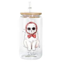 Dog Cat Portrait Watercolor Art - Personalized Glass Cup