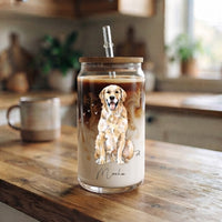 Dog Cat Portrait Watercolor Art - Personalized Glass Cup