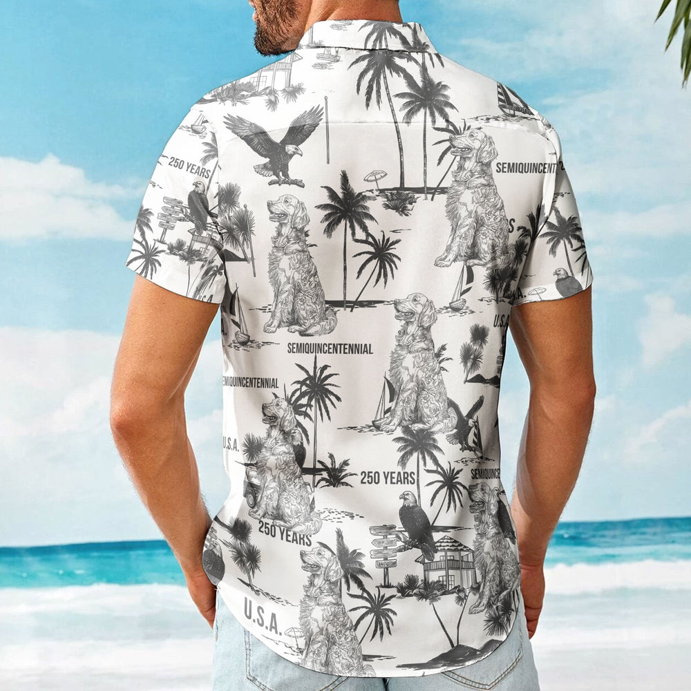 Dog Lover USA 250th Anniversary Toile De Jouy Style - Personalized Hawaiian Shirt