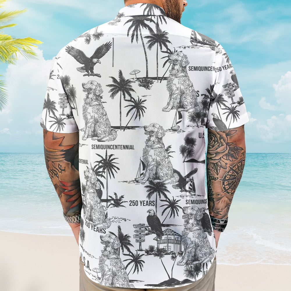 Dog Lover USA 250th Anniversary Toile De Jouy Style - Personalized Hawaiian Shirt