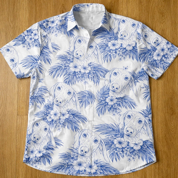 Dog Lovers Toile De Jouy Style Custom Photo - Personalized Hawaiian Shirt