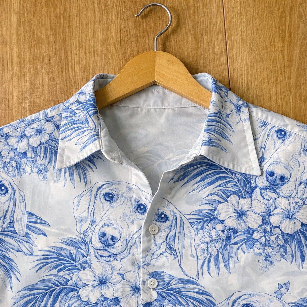 Dog Lovers Toile De Jouy Style Custom Photo - Personalized Hawaiian Shirt
