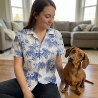 Dog Lovers Toile De Jouy Style Custom Photo - Personalized Hawaiian Shirt