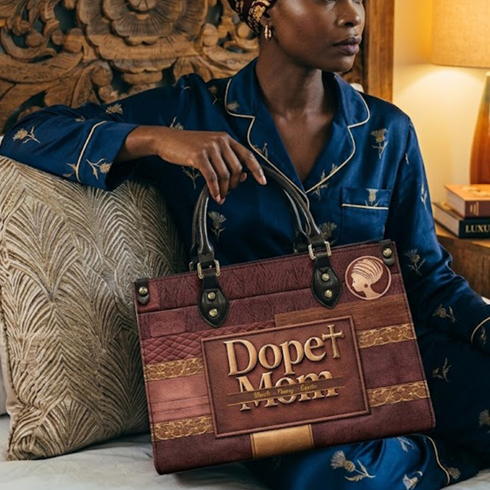 Mother's Day Gifts, Dope Black Mom, Dope Mom - Custom With Kids' Names - Personalized Leather Bag