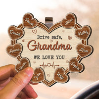 Drive Safe, Grandma We Love You - Personalized Wooden Car Visor Clip