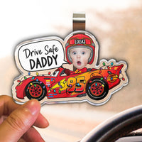 Drive Safe Daddy Custom Kid Face Father's Day - Personalized Car Visor Clip | Cute Dad Car Gift
