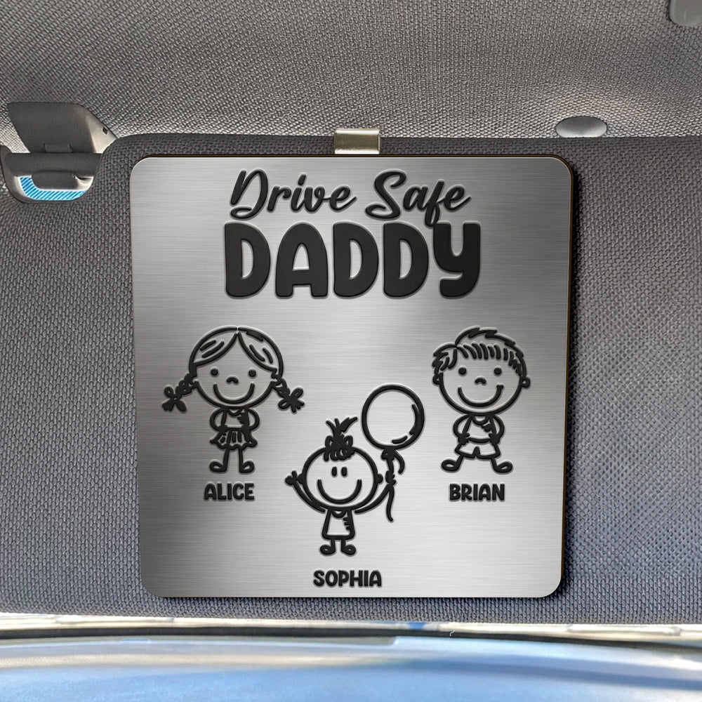 Drive Safe Daddy Doodle - Personalized Car Visor Clip | Meaningful Gift For Dad