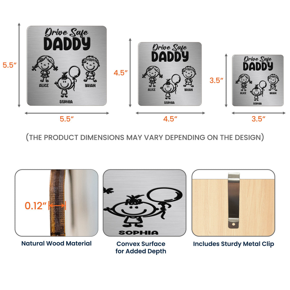 Drive Safe Daddy Doodle - Personalized Car Visor Clip | Meaningful Gift For Dad
