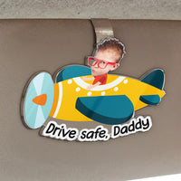 Father's Day Gifts, Drive Safe, Daddy, Papa, Mommy, Grandma - Custom Kids' Face - Personalized Car Visor Clip
