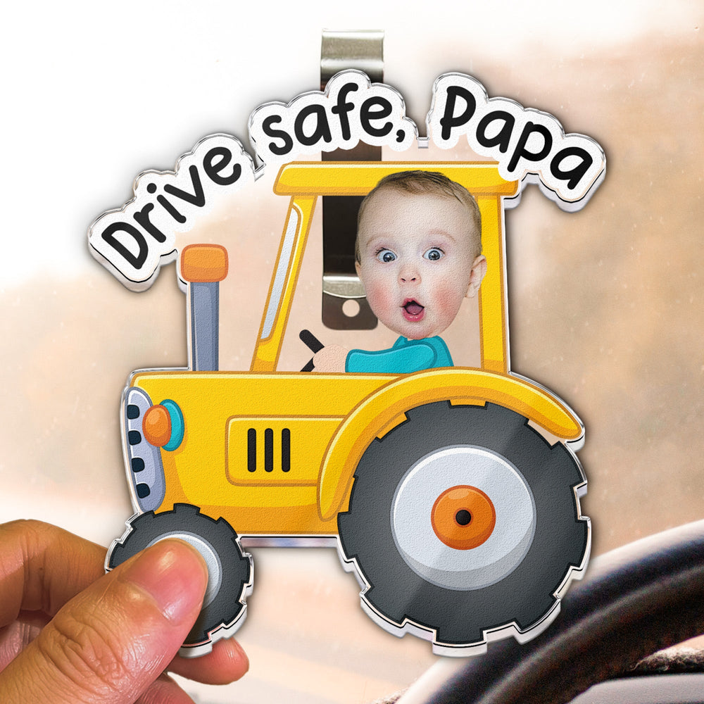 Father's Day Gifts, Drive Safe, Daddy, Papa, Mommy, Grandma - Custom Kids' Face - Personalized Car Visor Clip