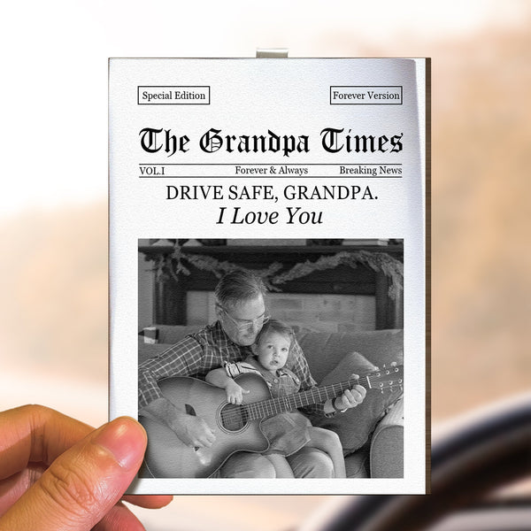 Drive Safe Papa We Love You - The Grandpa Times - Personalized Car Visor Clip | Heartfelt Gift From Grandkids For Grandpa