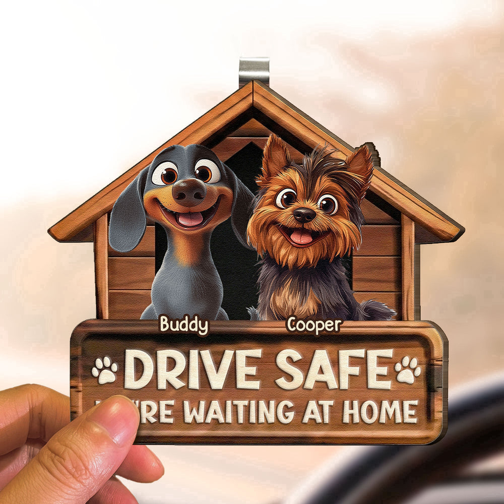 Drive Safe We're Waiting At Home - Personalized Wooden Car Visor Clip