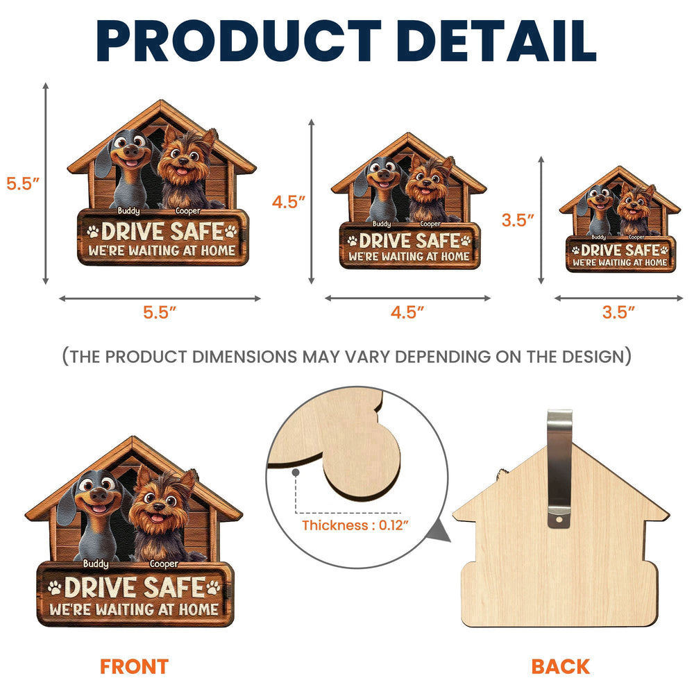 Drive Safe We're Waiting At Home - Personalized Wooden Car Visor Clip