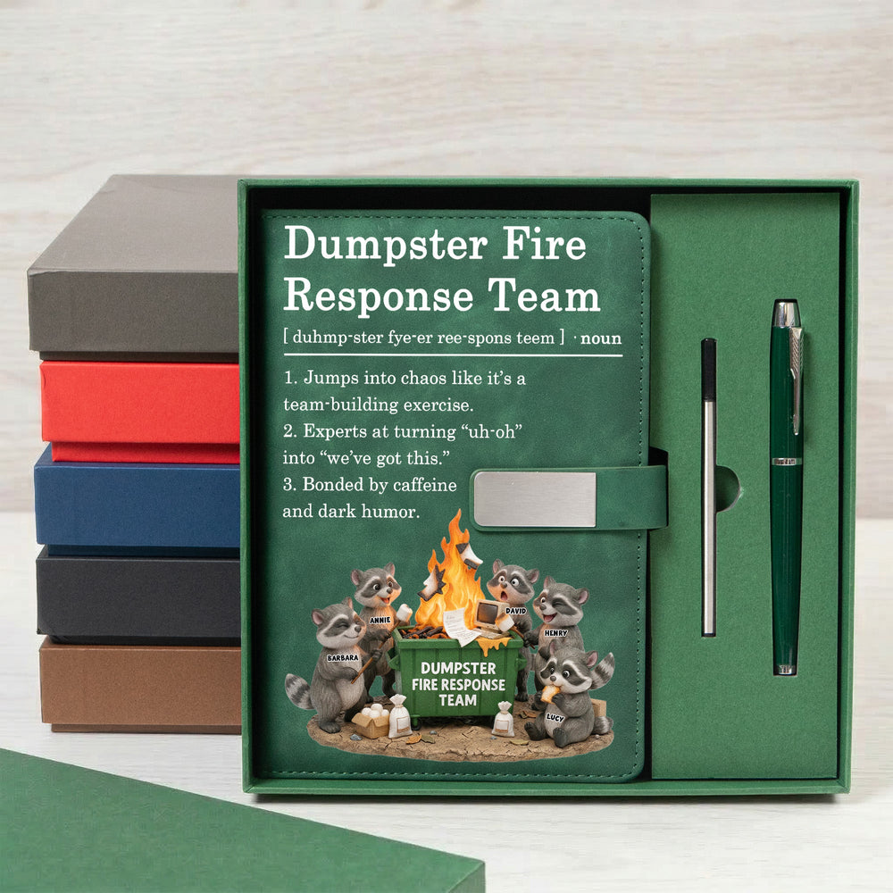 Dumpster On Fire Response Team - Funny Gift For Coworkers Team - Personalized Notebook Set