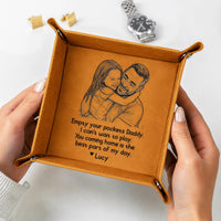 Father's Day Gifts, Empty Your Pockets Custom Photo Sketch Line Art Father's Day Gift For Him - Personalized Valet Tray