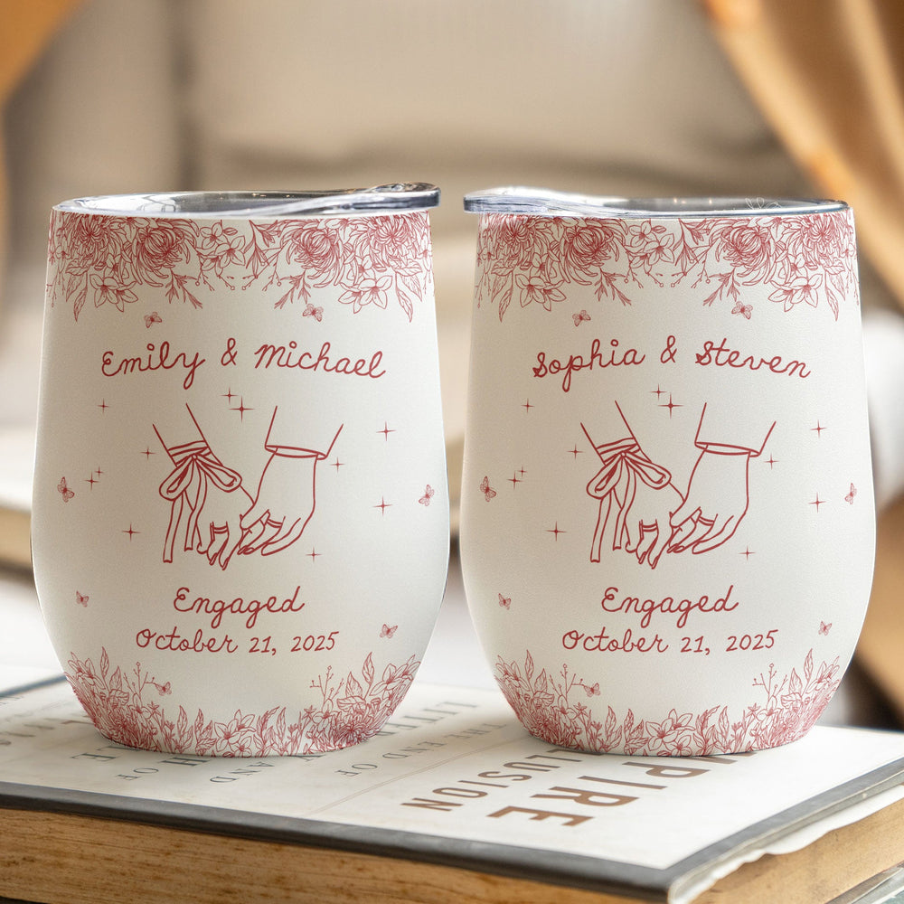 Engagement Gift For Couples, Wedding Gift For Newlyweds - Personalized Wine Tumbler