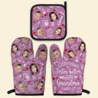 Everything Tastes Better When Grandma Makes It - Personalized Oven Mitts And Pot Holder