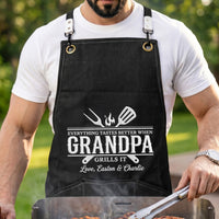 Everything Tastes Better When Grandpa, Dad Grills It - Father's Day Gift - Personalized Apron