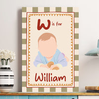 Personalized Faceless Portrait Playroom Decor Initial Name – Custom Kids Poster