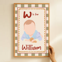 Personalized Faceless Portrait Playroom Decor Initial Name – Custom Kids Poster
