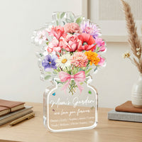 Family Birth Flower Bouquet Flowers Gift For Mom, Grandma, Family - Personalized Acrylic Plaque