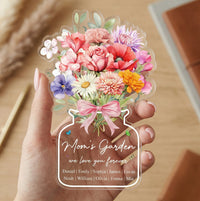 Family Birth Flower Bouquet Flowers Gift For Mom, Grandma, Family - Personalized Acrylic Plaque