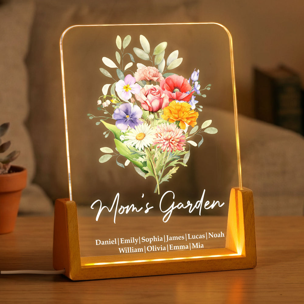Family Birth Flower Bouquet Flowers Gift For Mom, Grandma, Family - Personalized Night Light