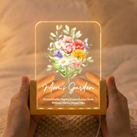 Family Birth Flower Bouquet Flowers Gift For Mom, Grandma, Family - Personalized Night Light