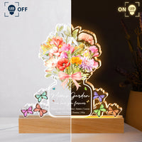 Mother's Day Gifts, Family Birth Flower Bouquet Flowers Gift For Mom, Grandma, Family - Personalized Night Light