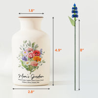 Family Birth Flower Bouquet Flowers Gift For Mom, Grandma, Family - Personalized Vase