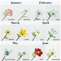 Family Birth Flower Bouquet Flowers Gift For Mom, Grandma, Family - Personalized Vase