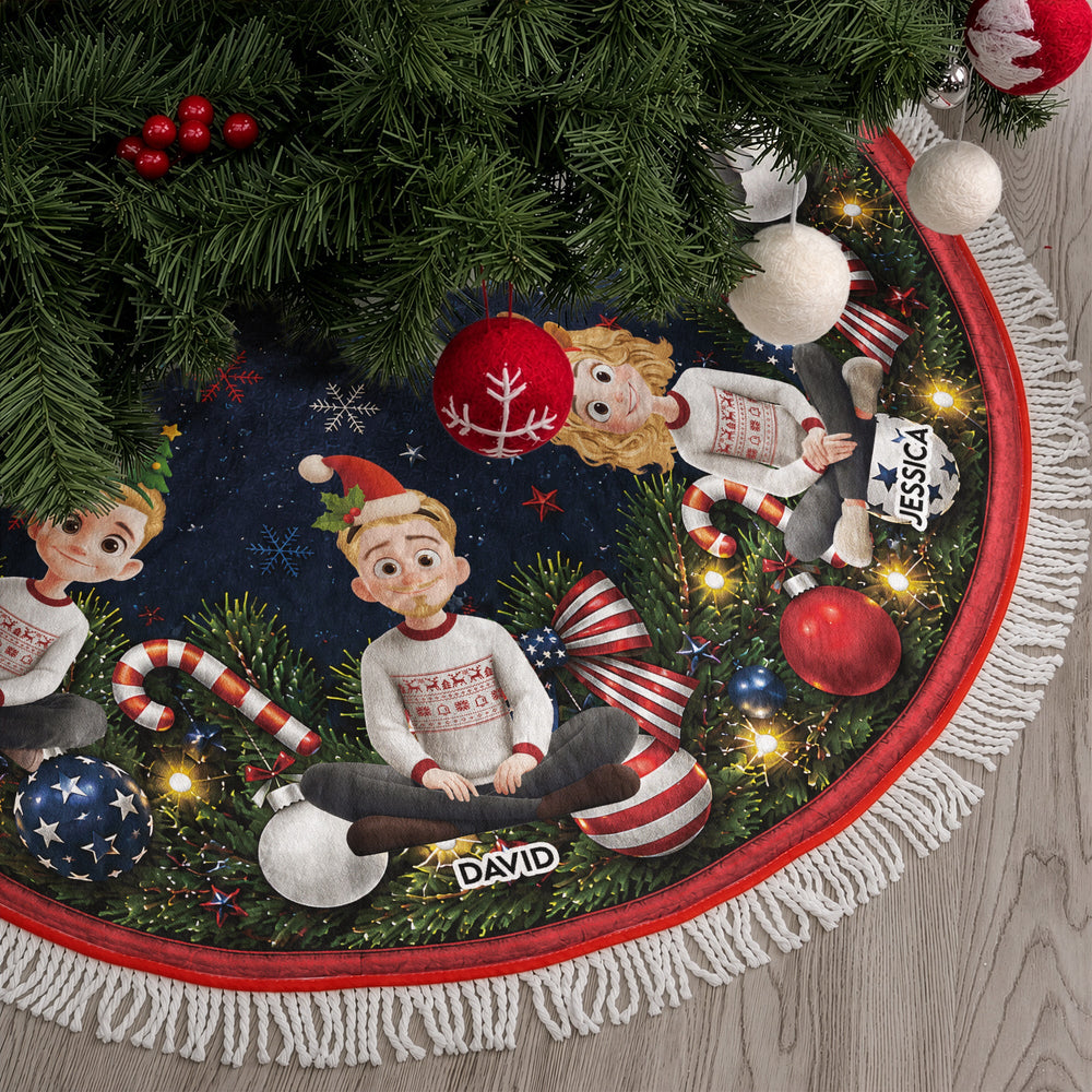 Personalized 250th Year of Freedom Christmas Tree Skirt, Custom Holiday Decor