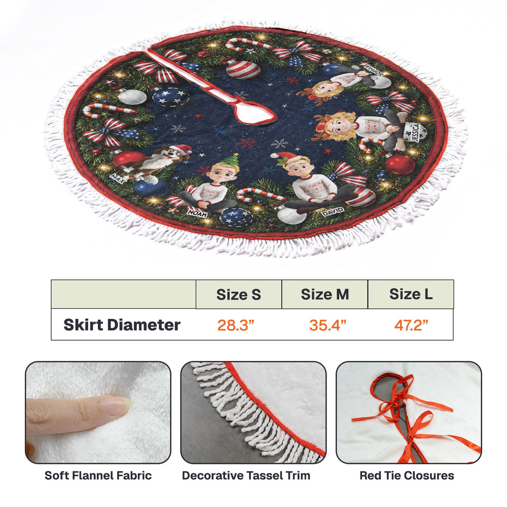 Personalized 250th Year of Freedom Christmas Tree Skirt, Custom Holiday Decor