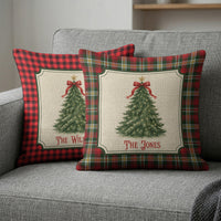 Personalized Christmas Tree Pillow Cover - Family Holiday Decor