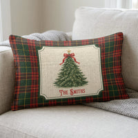 Personalized Christmas Tree Pillow Cover - Family Holiday Decor