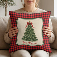 Personalized Christmas Tree Pillow Cover - Family Holiday Decor