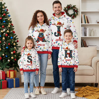 Personalized Christmas Initial Hoodie, Custom Name Holiday Matching Sweatshirt for Family