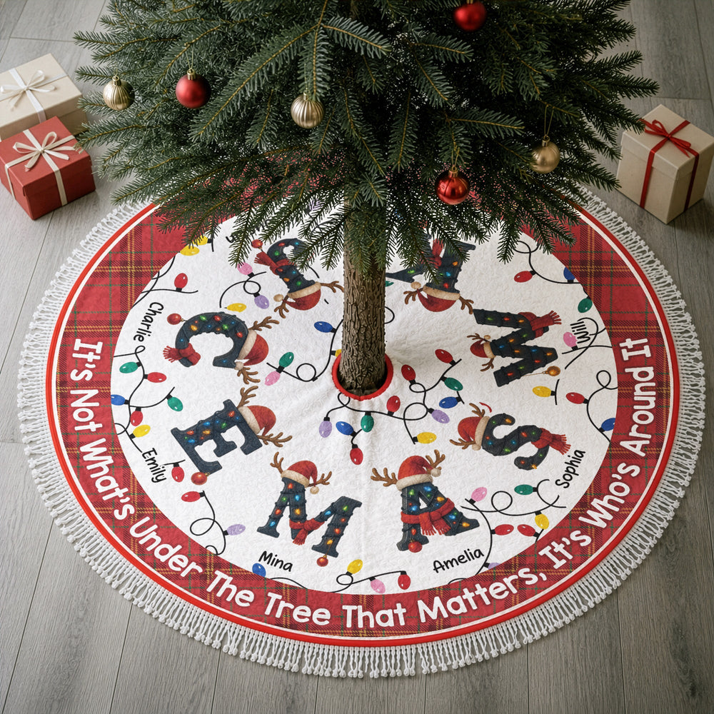 Personalized Family Initial Christmas Tree Skirt, Custom Name Holiday Decor
