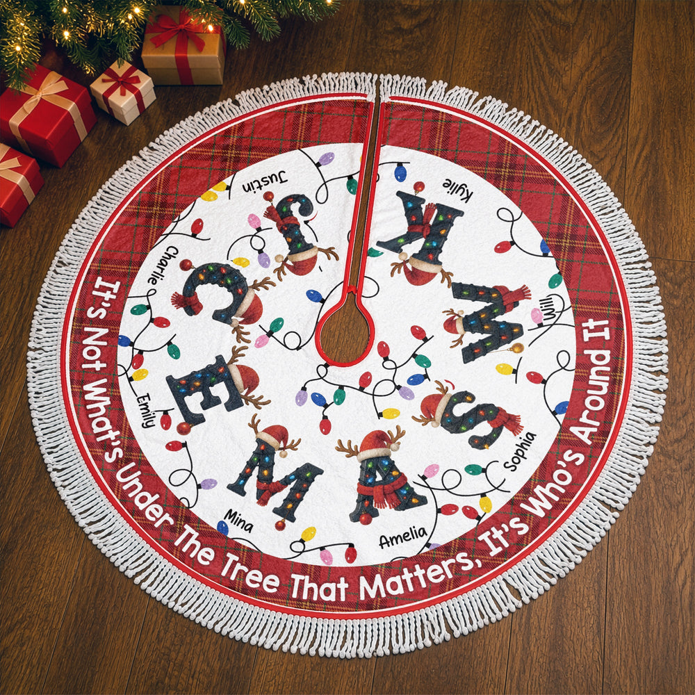 Personalized Family Initial Christmas Tree Skirt, Custom Name Holiday Decor