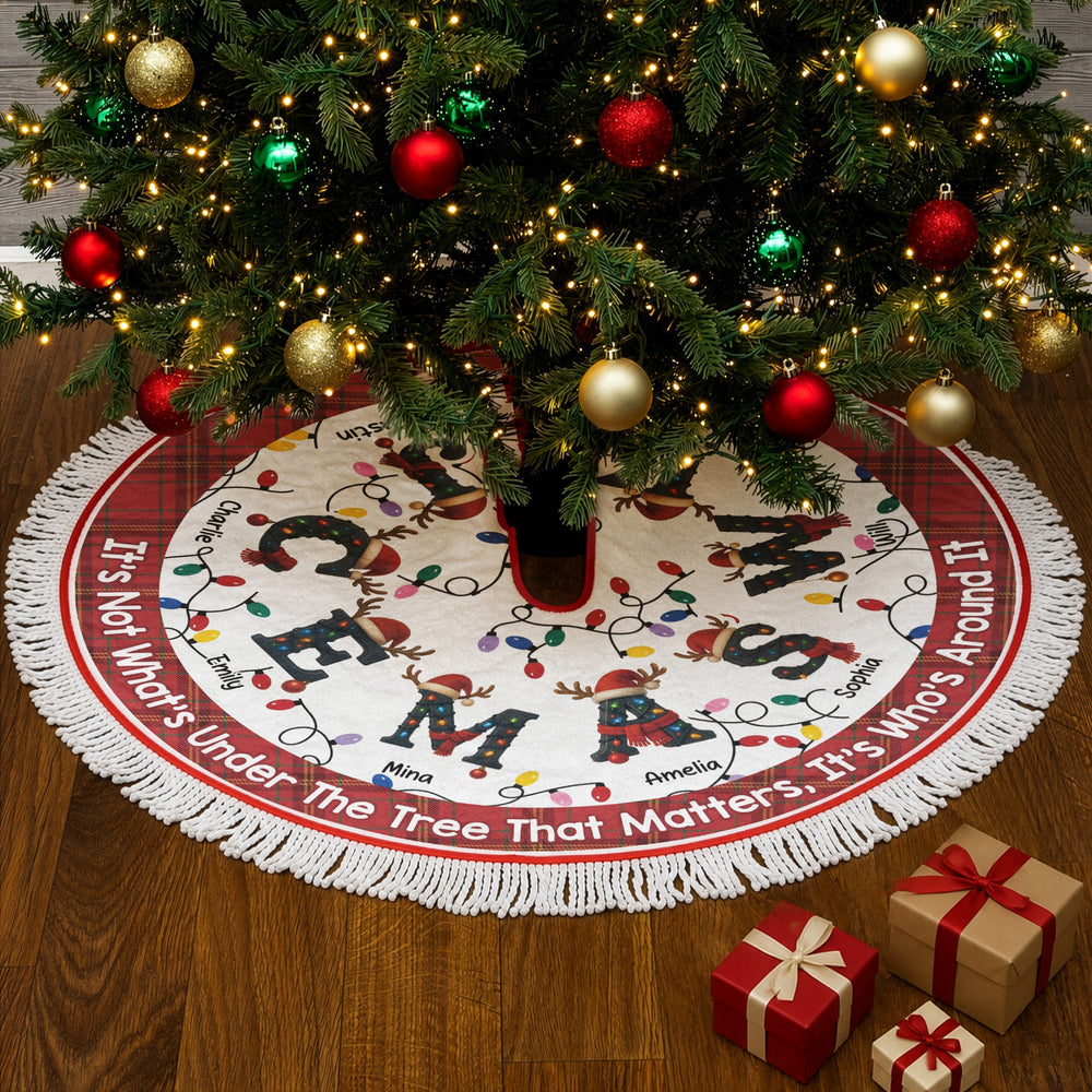 Personalized Family Initial Christmas Tree Skirt, Custom Name Holiday Decor