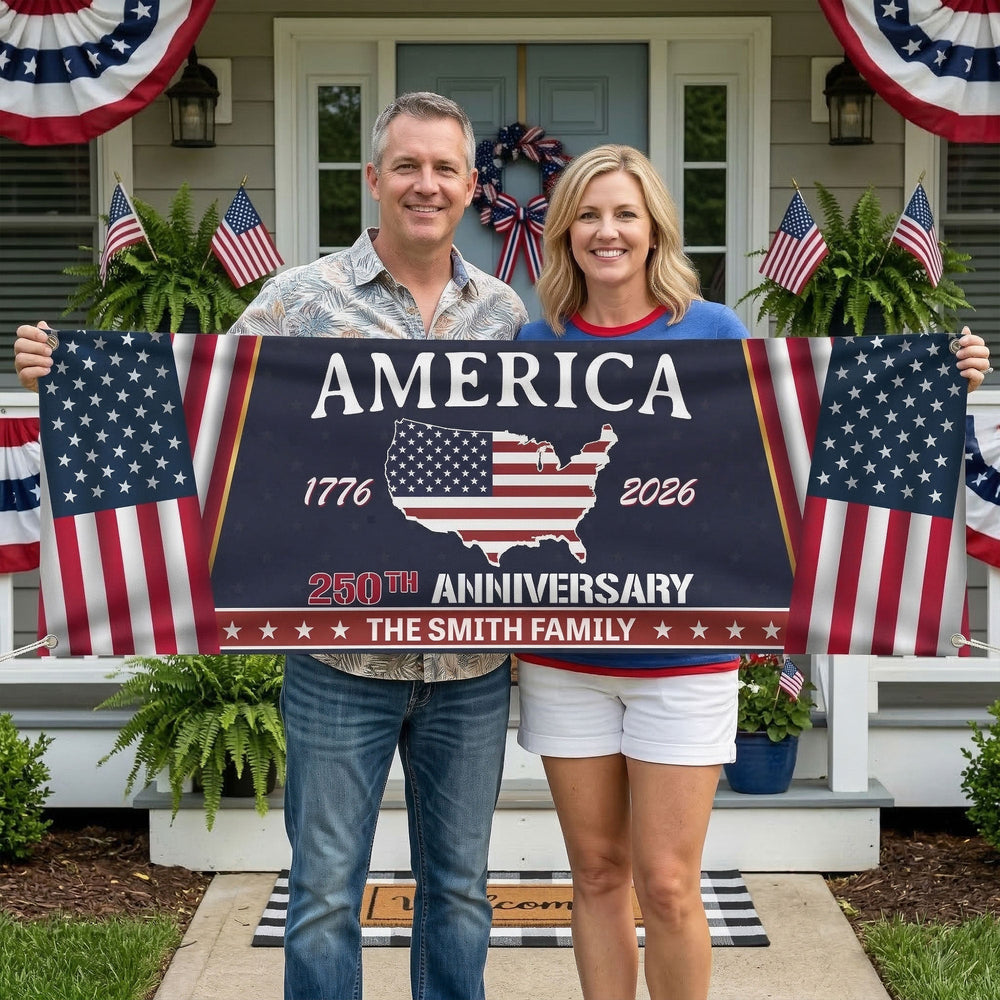 Family Name America 250Th Anniversary - Personalized Banner