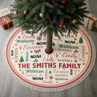 Personalized Family Name Christmas Tree Skirt, Custom Holiday Decor